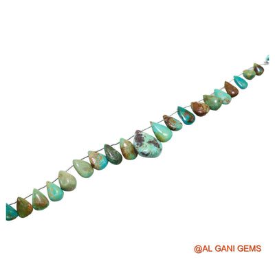 Natural Sky Blue Turquoise Loose Strand 6X9 TO 17X22 MM Teardrop Smooth Beads For Jewelry Craft 8" BT-73