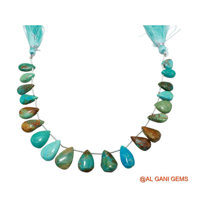 Teardrop Smooth Strands Natural Sky Blue Turquoise 8X9 TO 11X15 MM Loose Beads For Craft 8" BT-75