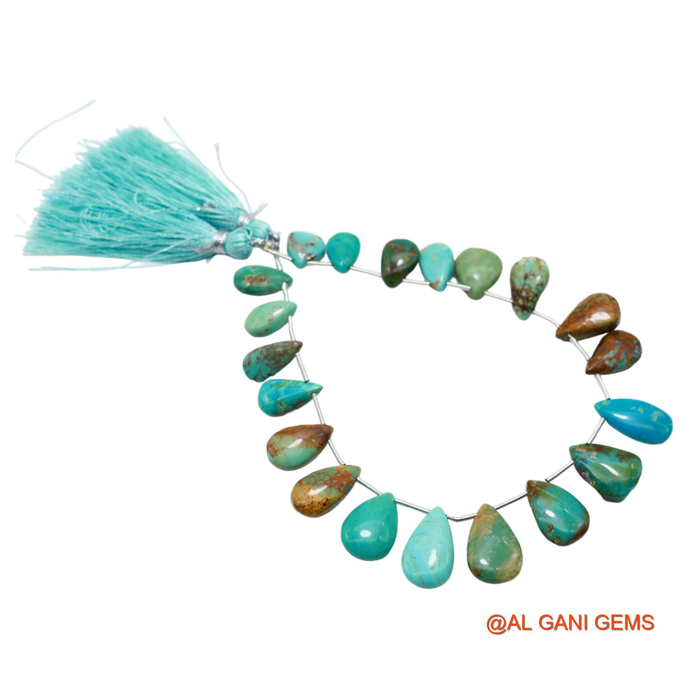 Teardrop Smooth Strands Natural Sky Blue Turquoise 8X9 TO 11X15 MM Loose Beads For Craft 8" BT-75