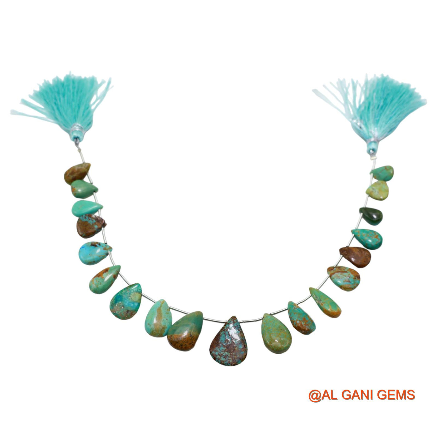 Teardrop Smooth Loose Beads Strand For Jewelry Making 7X11 TO 13X18 MM Natural Sky Blue Turquoise 8" BT-76