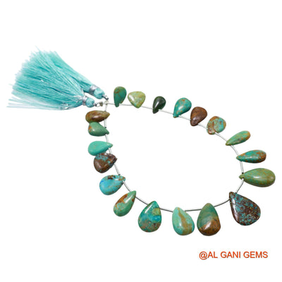 Teardrop Smooth Loose Beads Strand For Jewelry Making 7X11 TO 13X18 MM Natural Sky Blue Turquoise 8" BT-76