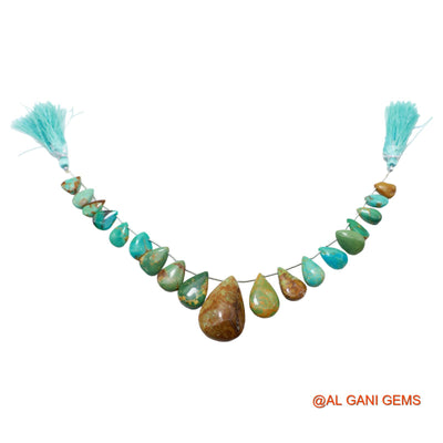 Natural Sky Blue Turquoise Teardrop Smooth 8X11 TO 19X31 MM Beads For Reiki Loose Strand 8" BT-77