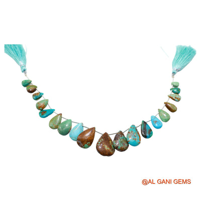 Natural Sky Blue Turquoise Teardrop Smooth 6X8 TO 16X23 MM Beads For Reiki Loose Strand 8" BT-78