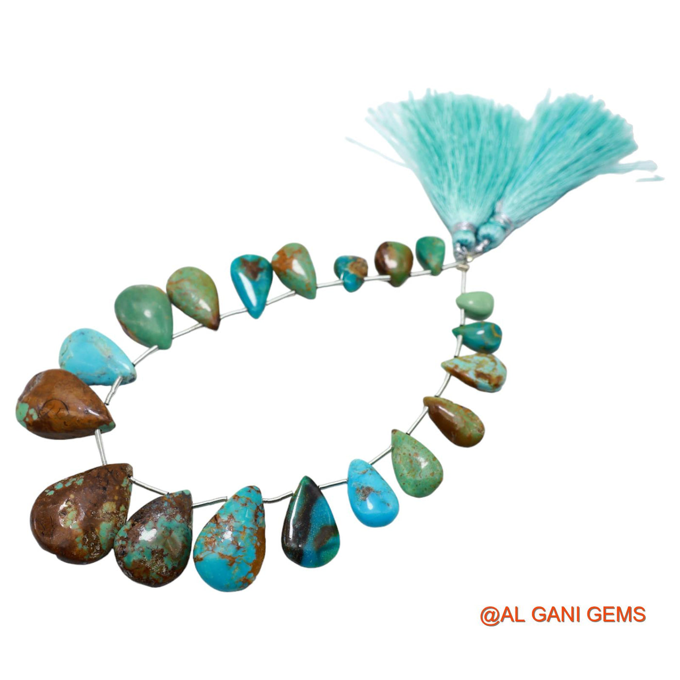 Natural Sky Blue Turquoise Teardrop Smooth 6X8 TO 16X23 MM Beads For Reiki Loose Strand 8" BT-78