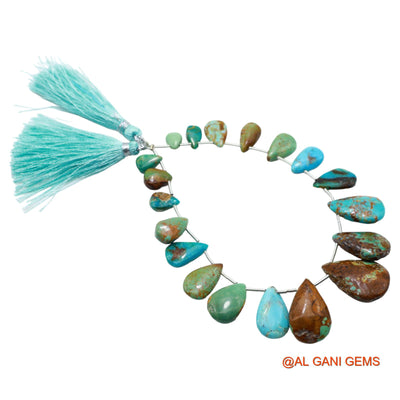 Natural Sky Blue Turquoise Teardrop Smooth 6X8 TO 16X23 MM Beads For Reiki Loose Strand 8" BT-78