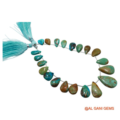 Natural Sky Blue Turquoise Teardrop Smooth 8X10 TO 13X22 MM Beads For Reiki Loose Strand 8" BT-79