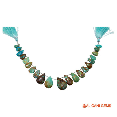 Natural Sky Blue Turquoise Teardrop Smooth 7X11 TO 15X23 MM Beads For Reiki Loose Strand 8" BT-80