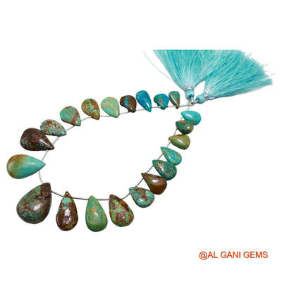 Natural Sky Blue Turquoise Teardrop Smooth 7X11 TO 15X23 MM Beads For Reiki Loose Strand 8" BT-80