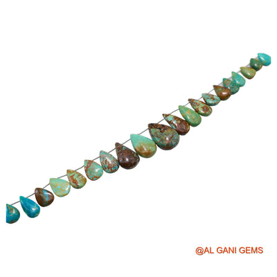 Natural Sky Blue Turquoise Teardrop Smooth 7X11 TO 15X23 MM Beads For Reiki Loose Strand 8" BT-80