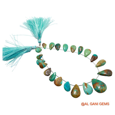 Teardrop Smooth Strands Natural Sky Blue Turquoise 7X9 TO 15X22 MM Loose Beads For Craft 8" BT-81