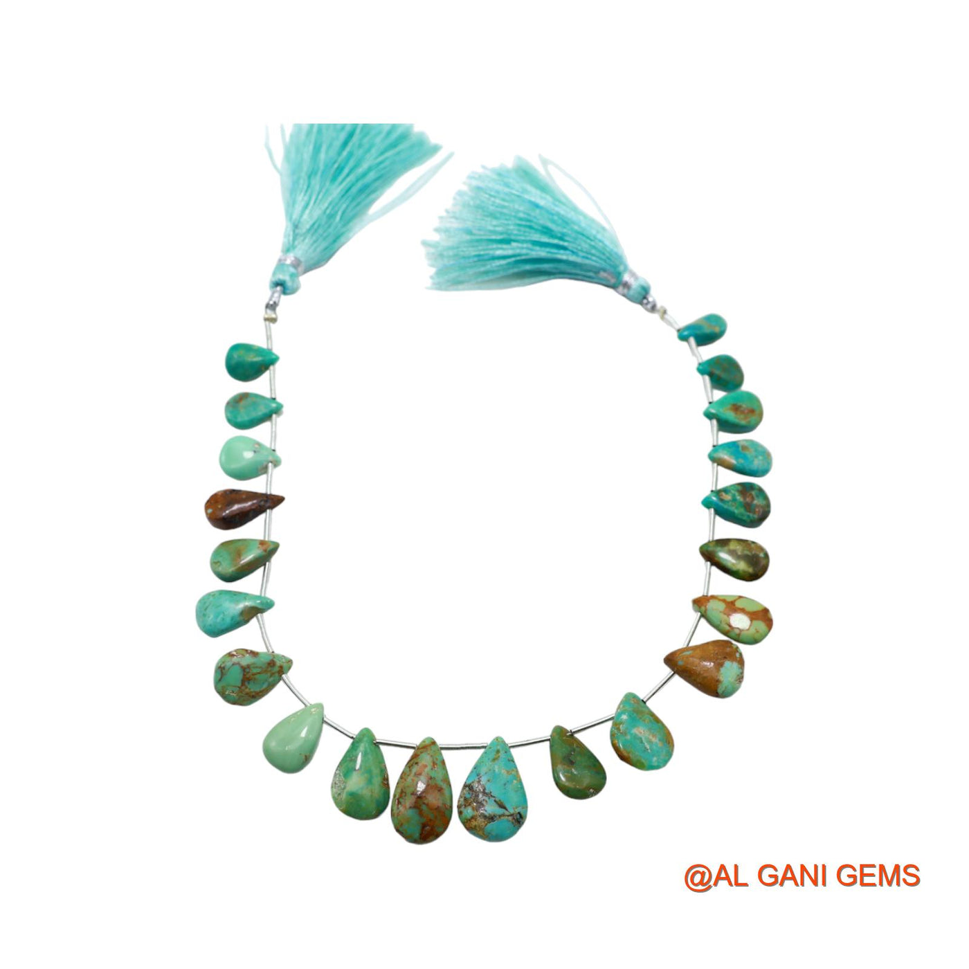 Teardrop Smooth Loose Beads Strand 6X10 TO 10X16 MM Sky Blue Natural Turquoise Gemstone Handmade 8" BT-83
