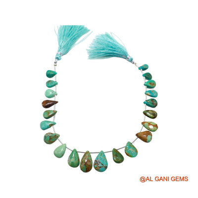Teardrop Smooth Loose Beads Strand 6X10 TO 10X16 MM Sky Blue Natural Turquoise Gemstone Handmade 8" BT-83