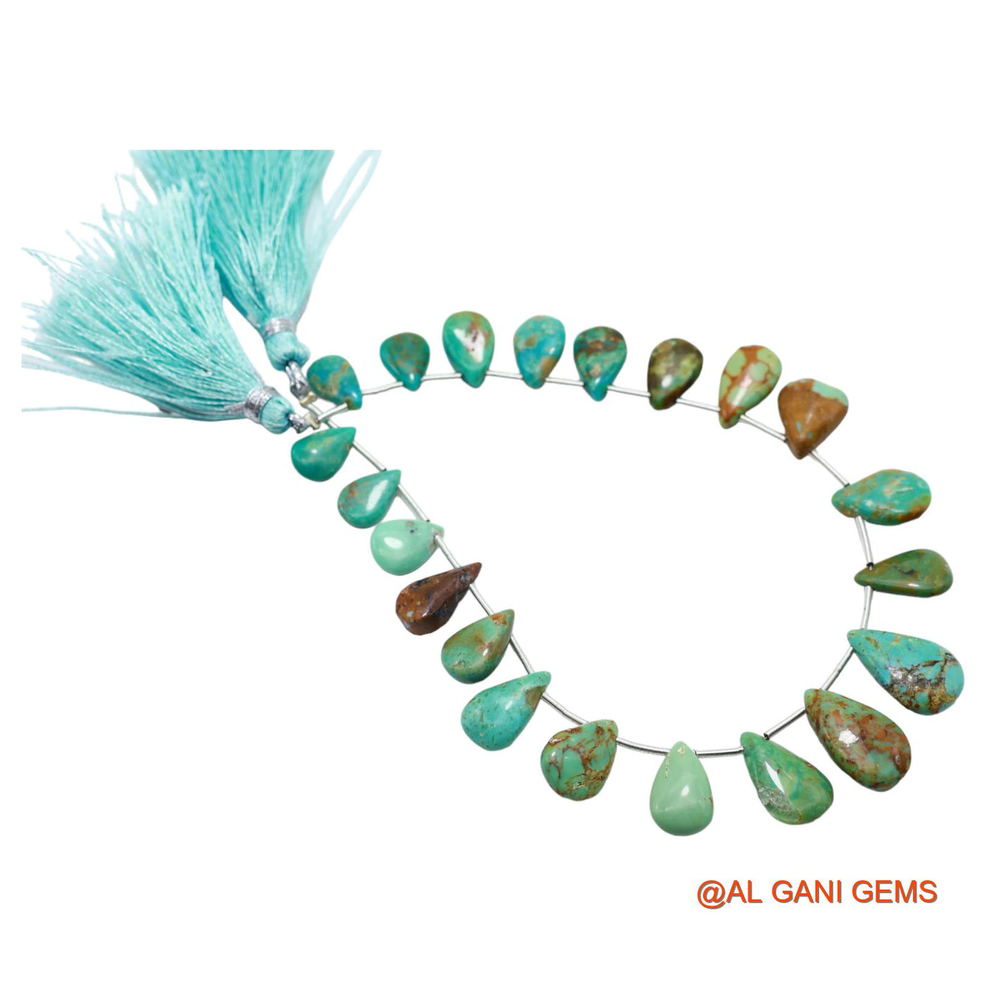 Teardrop Smooth Loose Beads Strand 6X10 TO 10X16 MM Sky Blue Natural Turquoise Gemstone Handmade 8" BT-83