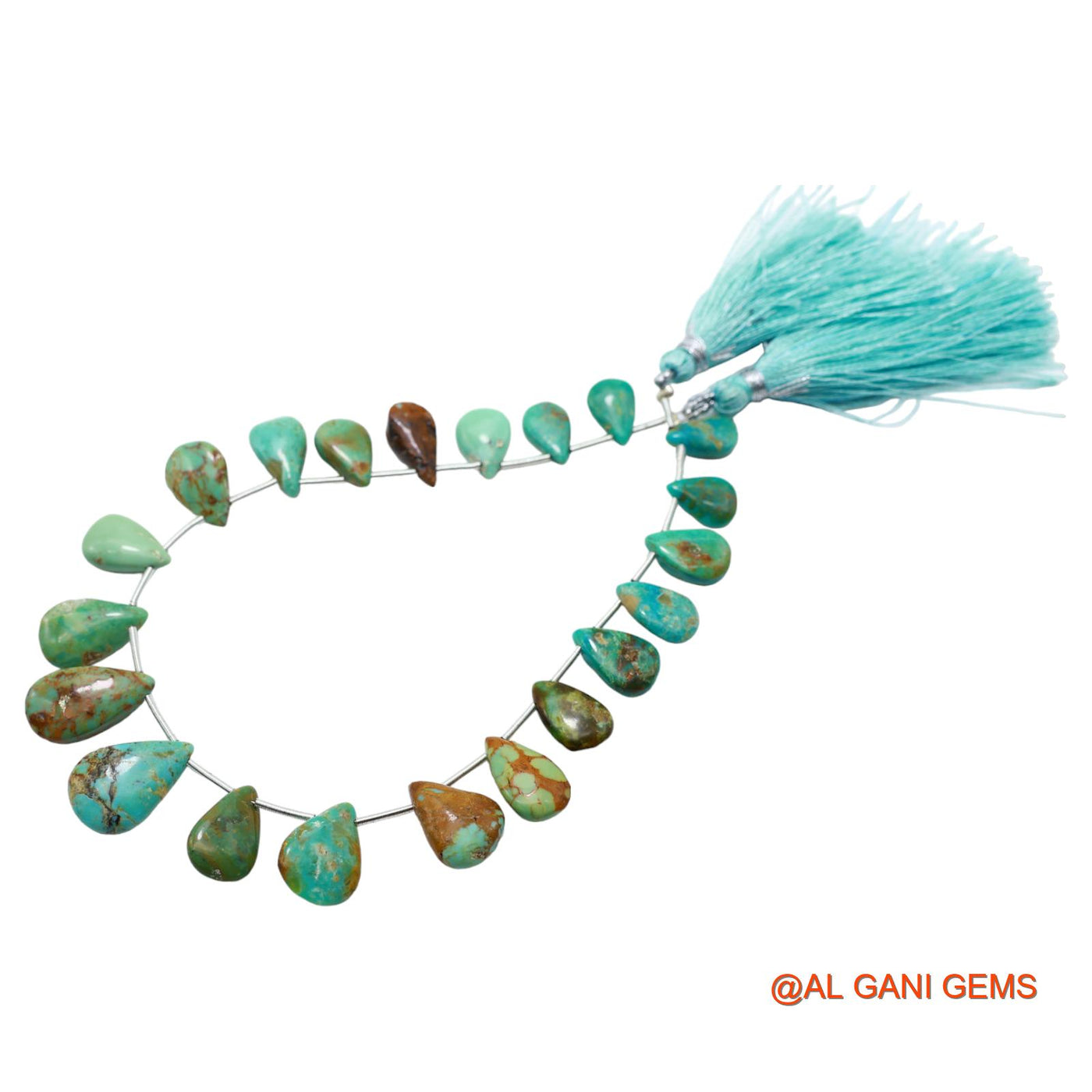 Teardrop Smooth Loose Beads Strand 6X10 TO 10X16 MM Sky Blue Natural Turquoise Gemstone Handmade 8" BT-83