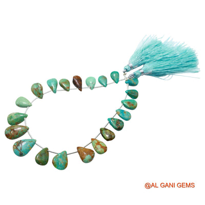 Teardrop Smooth Loose Beads Strand 6X10 TO 10X16 MM Sky Blue Natural Turquoise Gemstone Handmade 8" BT-83