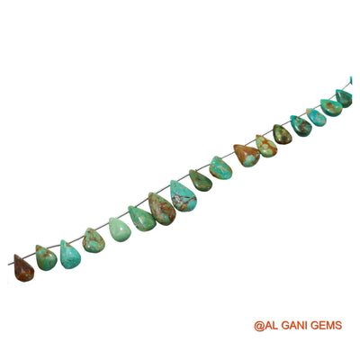 Teardrop Smooth Loose Beads Strand 6X10 TO 10X16 MM Sky Blue Natural Turquoise Gemstone Handmade 8" BT-83