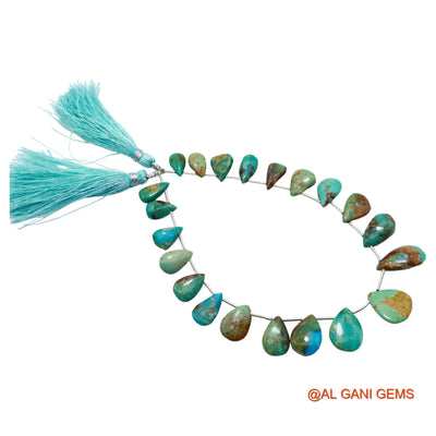 Teardrop Smooth Loose Beads Strand For Jewelry Making 6X11 TO 11X18 MM Natural Blue Turquoise 8" BT-86
