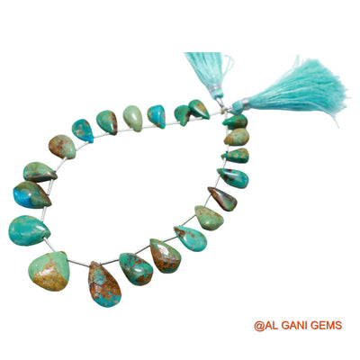 Teardrop Smooth Loose Beads Strand For Jewelry Making 6X11 TO 11X18 MM Natural Blue Turquoise 8" BT-86
