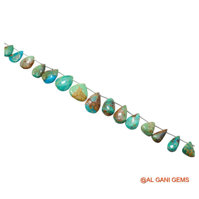 Teardrop Smooth Loose Beads Strand For Jewelry Making 6X11 TO 11X18 MM Natural Blue Turquoise 8" BT-86
