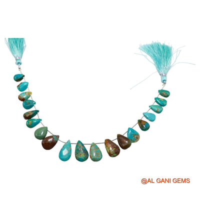 Teardrop Smooth Strands Natural Blue Turquoise 7X10 TO 10X18 MM Loose Beads For Craft 8" BT-87