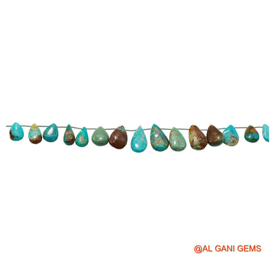 Teardrop Smooth Strands Natural Blue Turquoise 7X10 TO 10X18 MM Loose Beads For Craft 8" BT-87