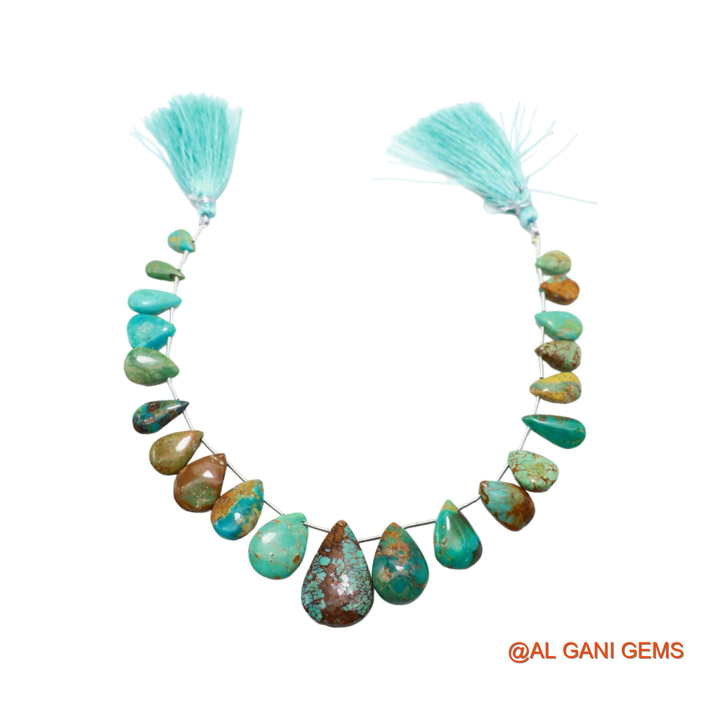 Teardrop Smooth Loose Beads Strand 6X10 TO 16X25 MM Sky Blue Natural Turquoise Gemstone Handmade 8" BT-88