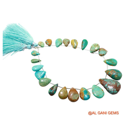 Teardrop Smooth Loose Beads Strand 6X10 TO 16X25 MM Sky Blue Natural Turquoise Gemstone Handmade 8" BT-88