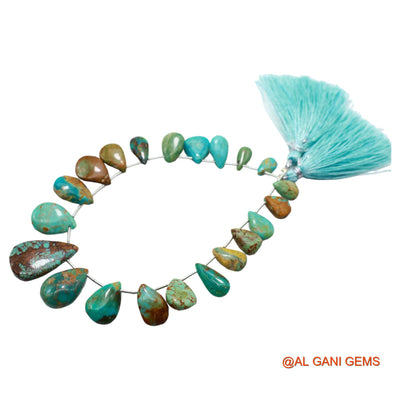 Teardrop Smooth Loose Beads Strand 6X10 TO 16X25 MM Sky Blue Natural Turquoise Gemstone Handmade 8" BT-88