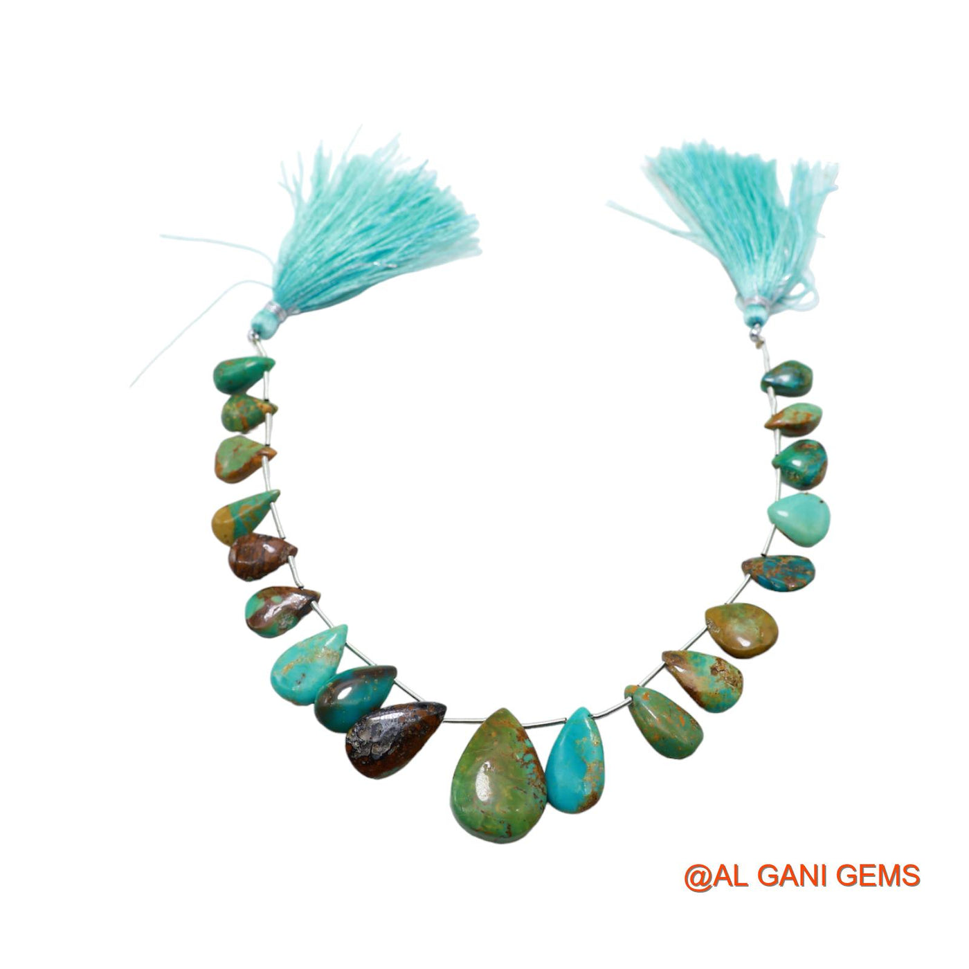 Teardrop Smooth Loose Beads Strand For Jewelry Making 6X10 TO 15X22 MM Natural Sky Blue Turquoise 8" BT-89