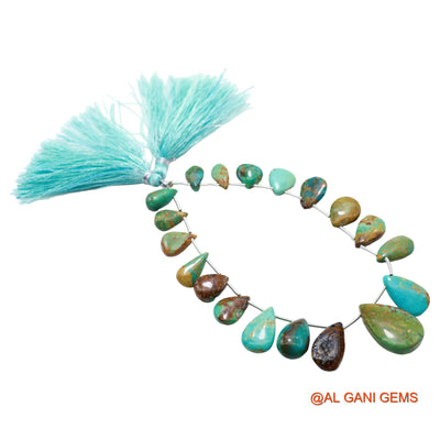 Teardrop Smooth Loose Beads Strand For Jewelry Making 6X10 TO 15X22 MM Natural Sky Blue Turquoise 8" BT-89