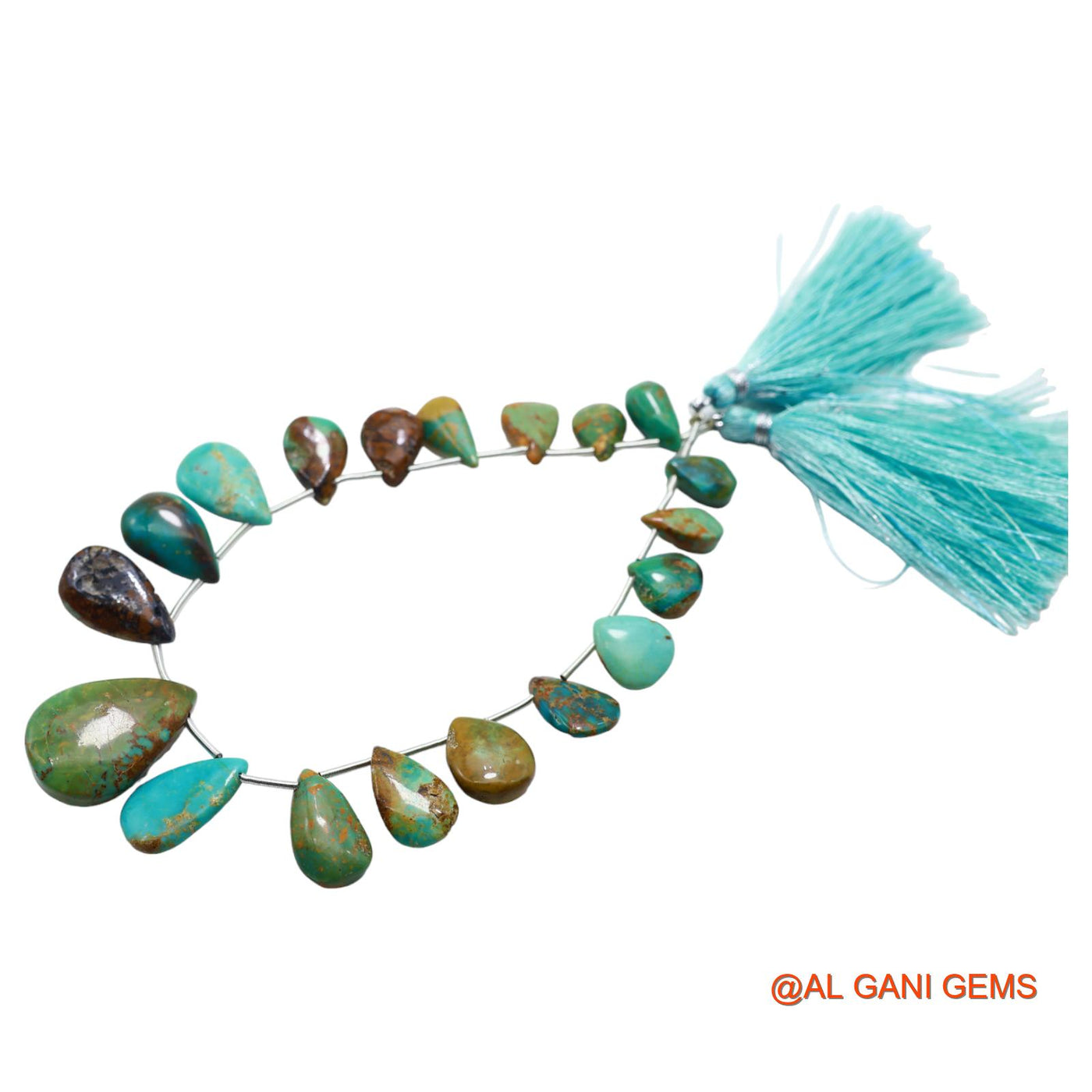 Teardrop Smooth Loose Beads Strand For Jewelry Making 6X10 TO 15X22 MM Natural Sky Blue Turquoise 8" BT-89