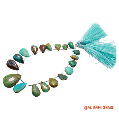 Teardrop Smooth Loose Beads Strand For Jewelry Making 6X10 TO 15X22 MM Natural Sky Blue Turquoise 8" BT-89