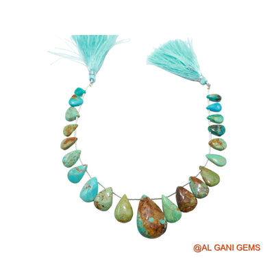 Natural Turquoise Beads 6X9 TO 17X26 MM Smooth Teardrop Sky Blue Loose Strand 8" For Healing BT-90