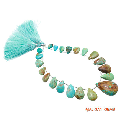 Natural Turquoise Beads 6X9 TO 17X26 MM Smooth Teardrop Sky Blue Loose Strand 8" For Healing BT-90