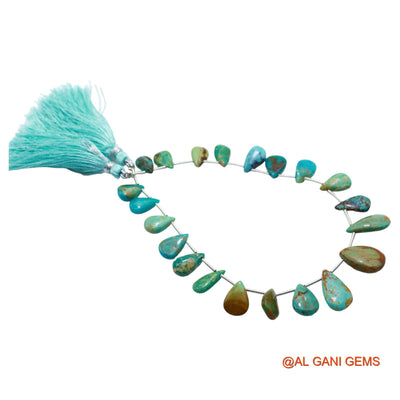 Teardrop Smooth Loose Beads Strand 7X10 TO 12X16 MM Sky Blue Natural Turquoise Gemstone Handmade 8" BT-91