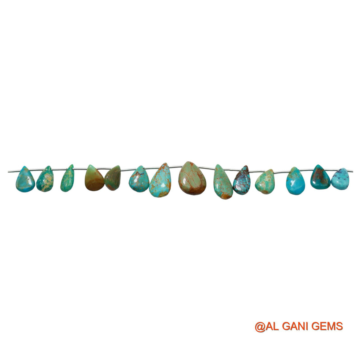 Teardrop Smooth Loose Beads Strand 7X10 TO 12X16 MM Sky Blue Natural Turquoise Gemstone Handmade 8" BT-91