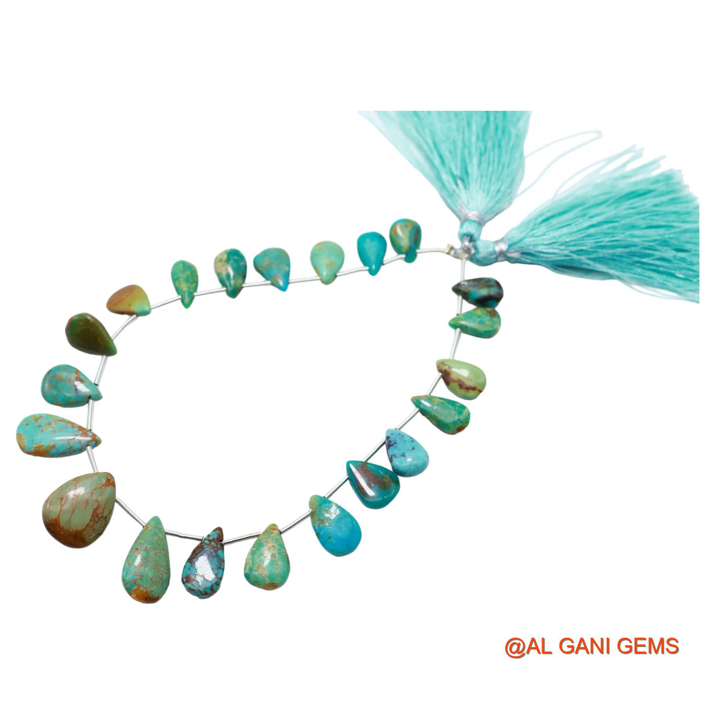 Teardrop Smooth Loose Beads Strand 7X10 TO 12X16 MM Sky Blue Natural Turquoise Gemstone Handmade 8" BT-91