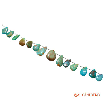 Teardrop Smooth Loose Beads Strand 7X10 TO 12X16 MM Sky Blue Natural Turquoise Gemstone Handmade 8" BT-91