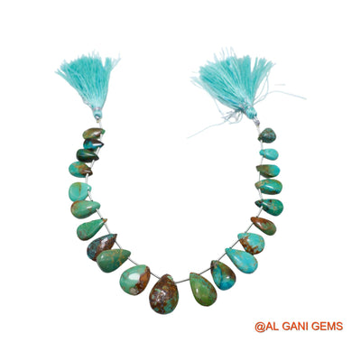 Teardrop Smooth Strands Natural Sky Blue Turquoise 7X12 TO 12X19 MM Loose Beads For Craft 8" BT-92