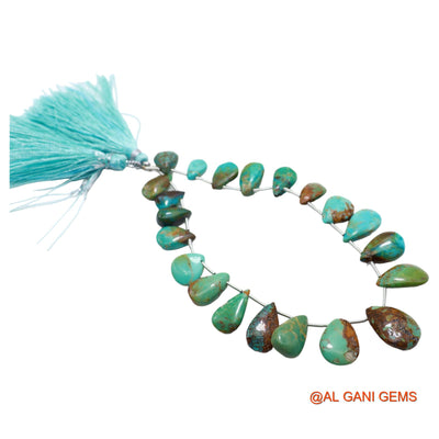 Teardrop Smooth Strands Natural Sky Blue Turquoise 7X12 TO 12X19 MM Loose Beads For Craft 8" BT-92