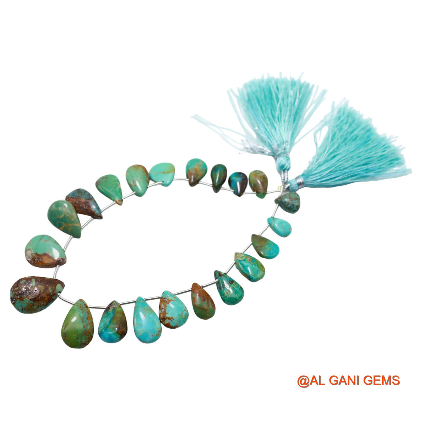 Teardrop Smooth Strands Natural Sky Blue Turquoise 7X12 TO 12X19 MM Loose Beads For Craft 8" BT-92