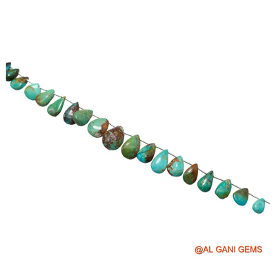 Teardrop Smooth Strands Natural Sky Blue Turquoise 7X12 TO 12X19 MM Loose Beads For Craft 8" BT-92