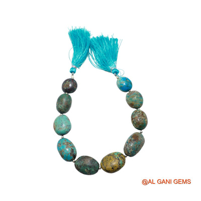 Oval Smooth Strands Natural Blue Turquoise 14X14X10 TO 16X20X9 MM Loose Beads For Craft 8" BT-94
