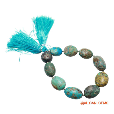 Oval Smooth Strands Natural Blue Turquoise 14X14X10 TO 16X20X9 MM Loose Beads For Craft 8" BT-94