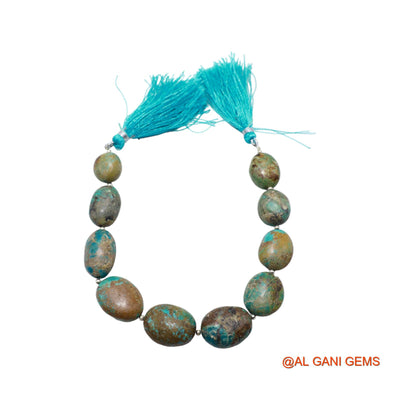 Oval Smooth Loose Beads Strand For Jewelry Making 13X15X10 TO 17X21X10 MM Natural Sky Blue Turquoise 8" BT-96