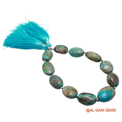 Oval Smooth Loose Beads Strand For Jewelry Making 11X15X7 TO 14X21X9 MM Natural Sky Blue Turquoise 8" BT-99
