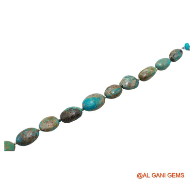 Oval Smooth Loose Beads Strand For Jewelry Making 11X15X7 TO 14X21X9 MM Natural Sky Blue Turquoise 8" BT-99