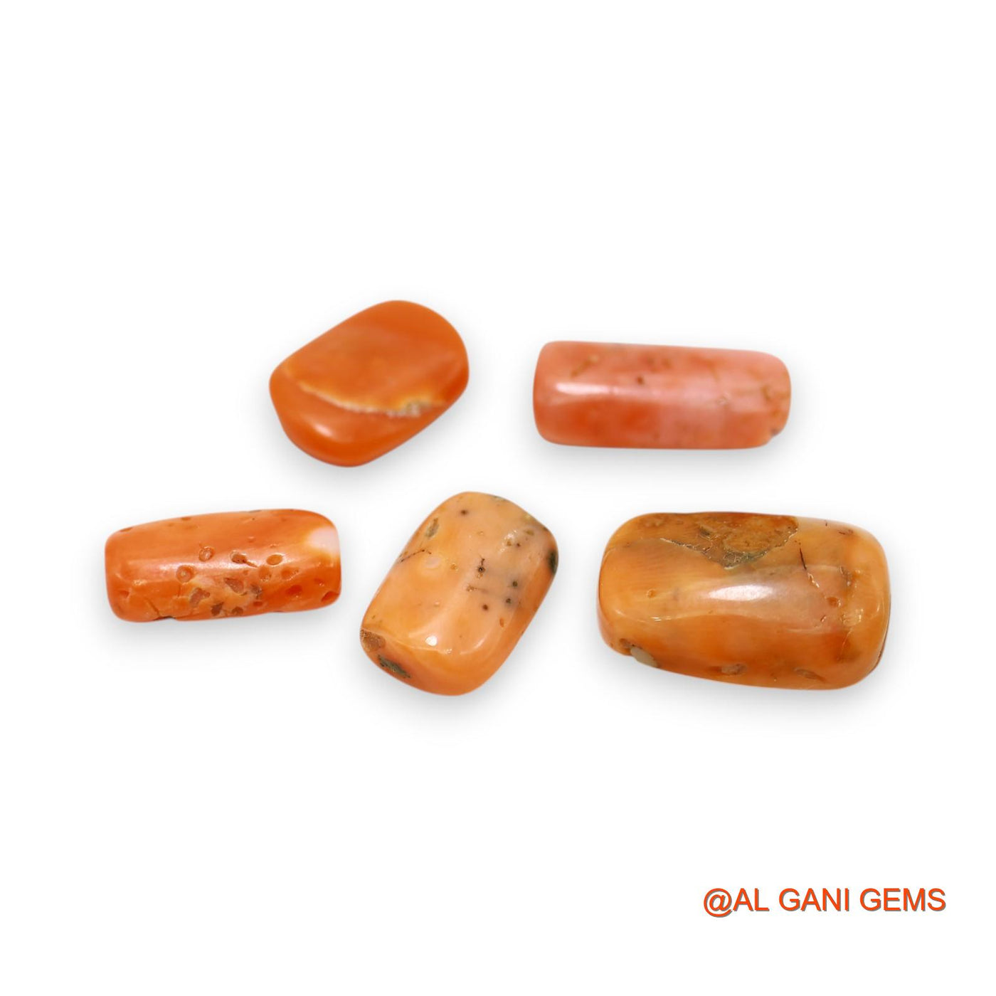 5 Pcs 26.00 Cts Natural Italy Coral Loose Gemstone Oval Cabochon Wholesale Lot 7X14X3 TO 12X17X6 MM C-392
