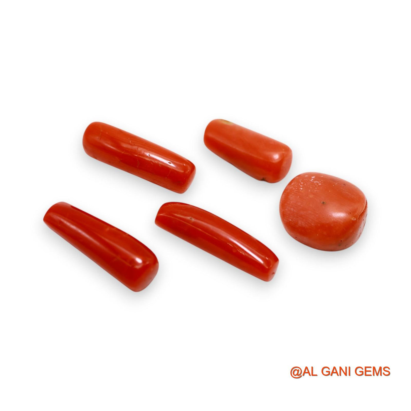 5 Pcs 30.00 Cts Natural Italy Coral Loose Gemstone Fancy Cabochon Wholesale Lot 7X14X3 TO 5X19X5 MM C-393