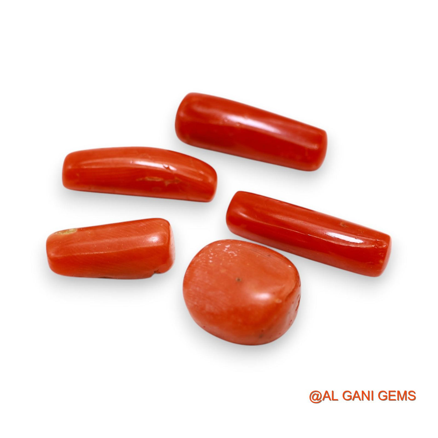 5 Pcs 30.00 Cts Natural Italy Coral Loose Gemstone Fancy Cabochon Wholesale Lot 7X14X3 TO 5X19X5 MM C-393